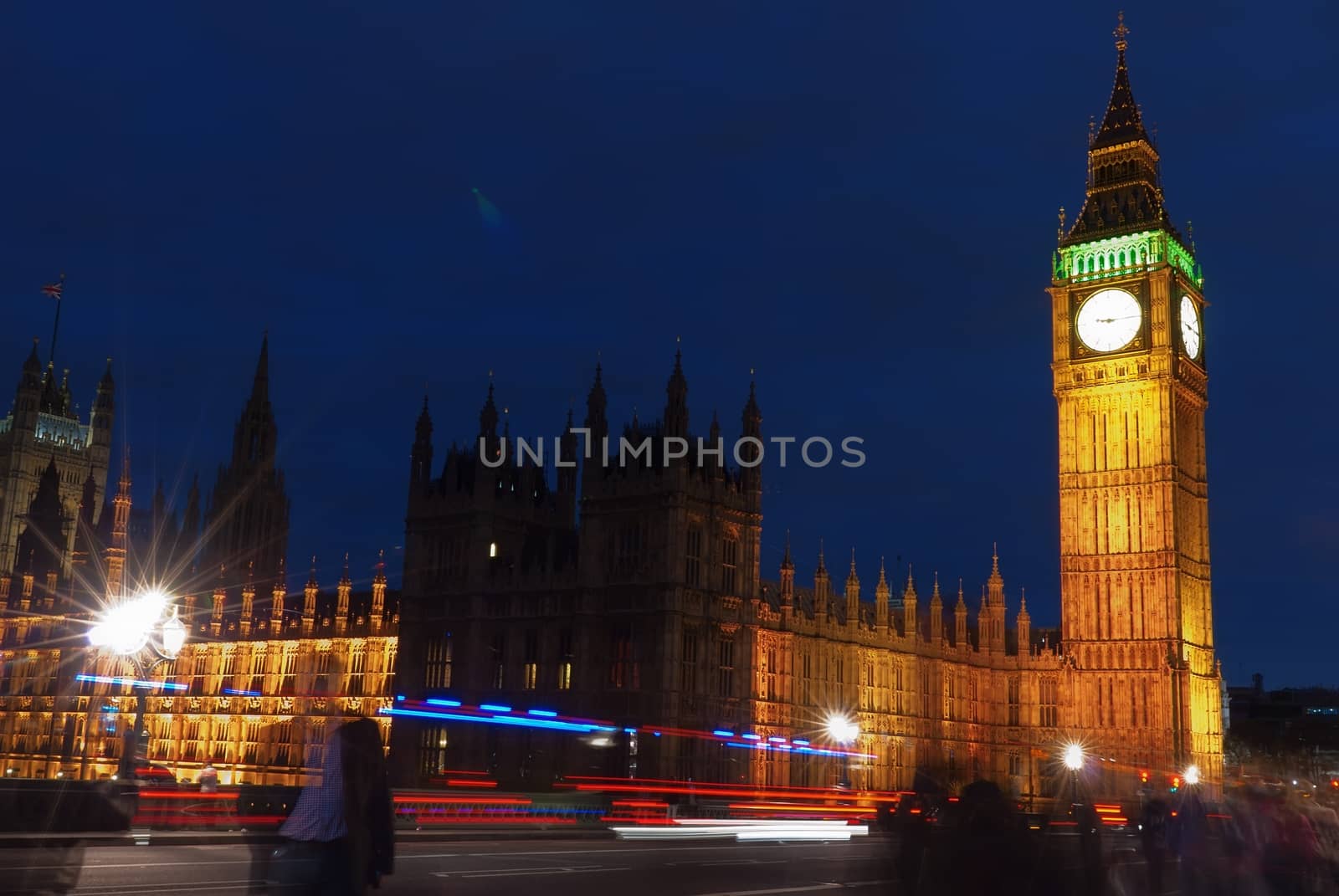 Famous Big Ben in the evening with bridge, London, England by mitakag