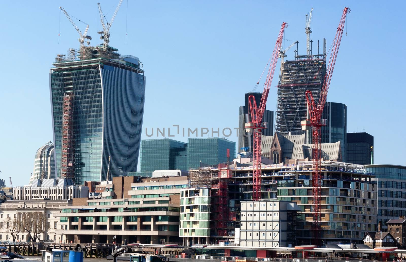 LONDON, UK - modern buildings in construction. by mitakag