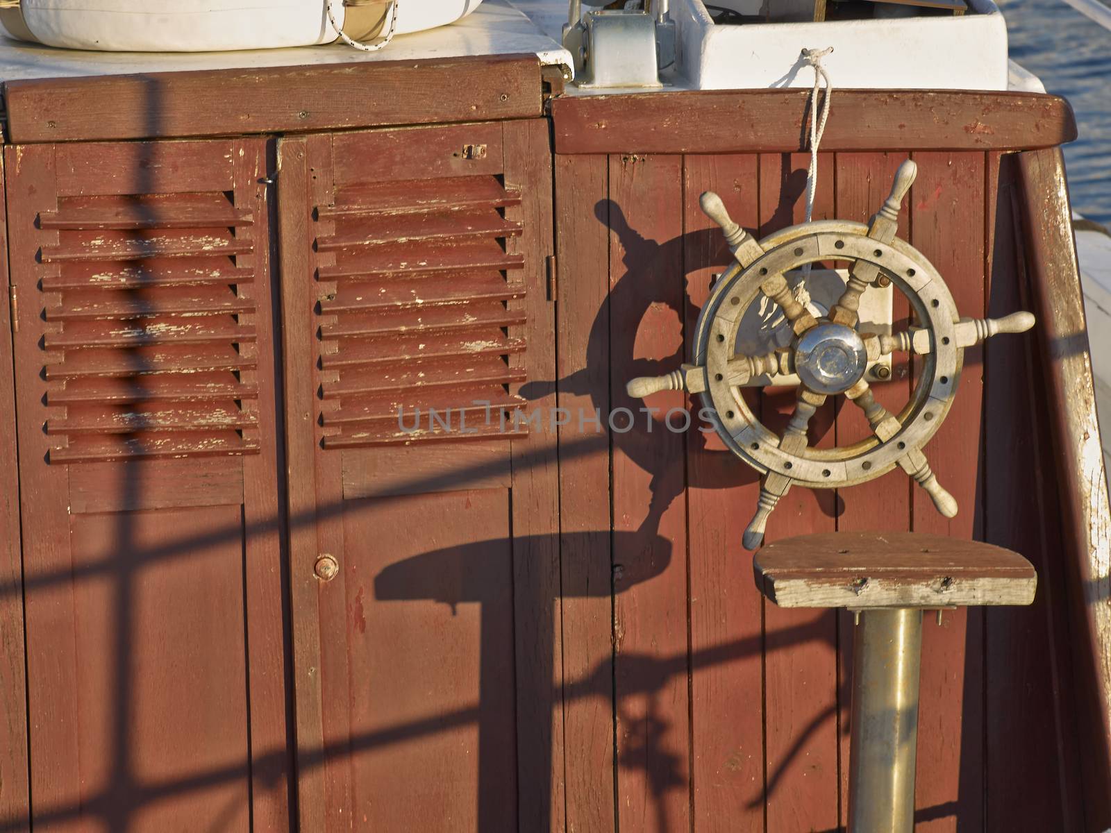 morning light on deck of old fishing boat      