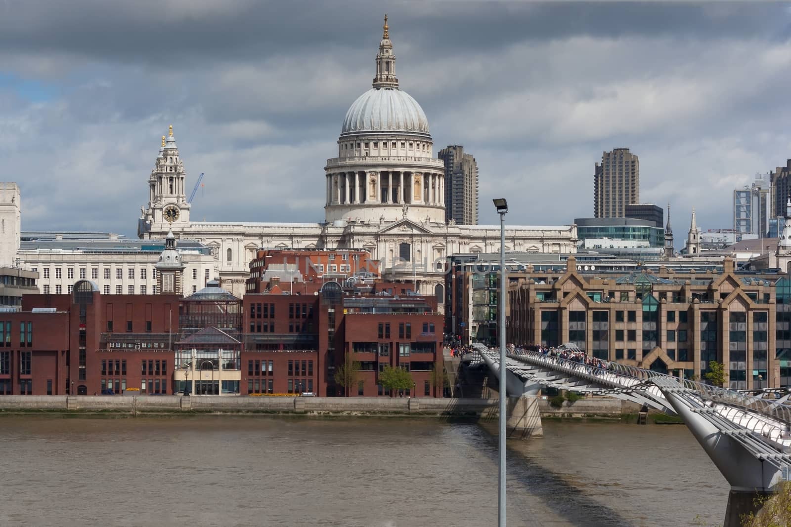 St Paul cathedral and Millenium bridge in London by mitakag