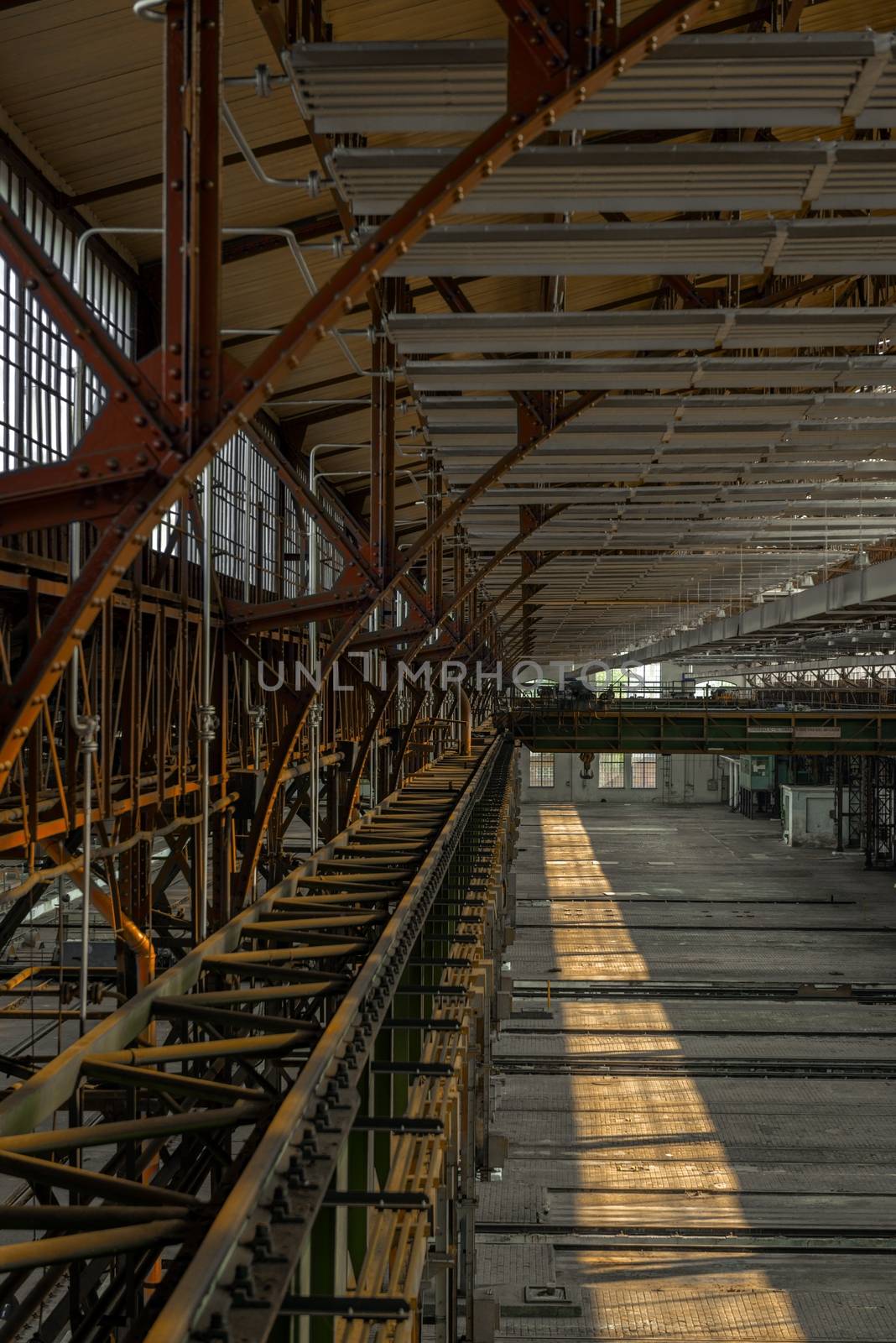 Large industrial hall of a vehicle repair station