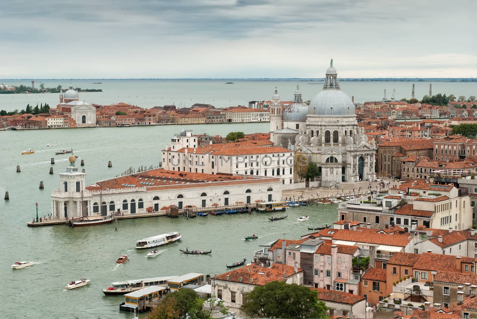 Venice cityscape - famous old city in Italy. Aerial view. UNESCO World Heritage Site.