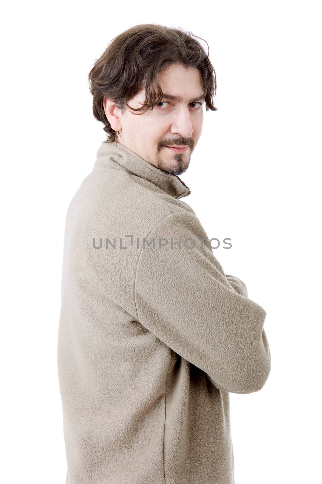 young casual man portrait, isolated on white