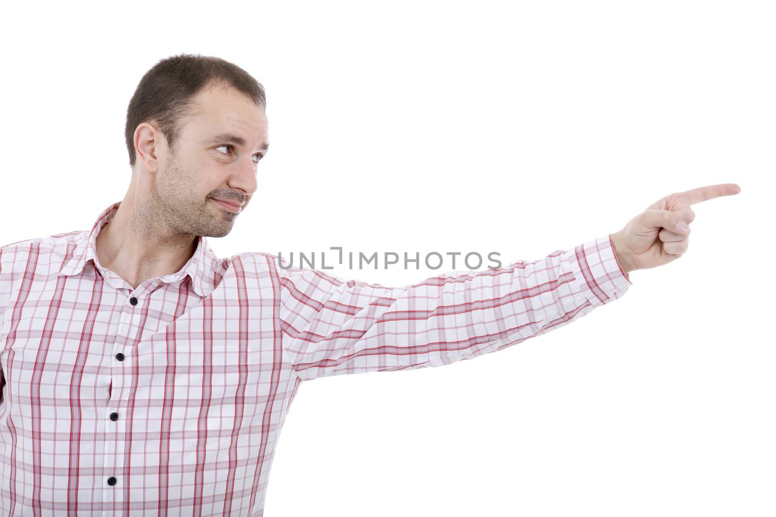 young casual man portrait, isolated on white