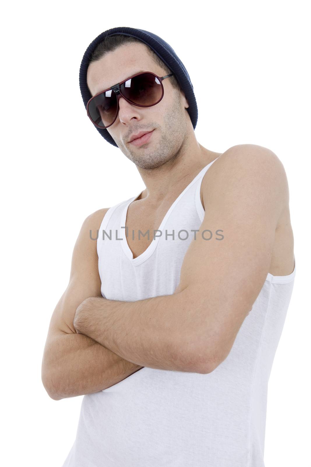 young casual man portrait, isolated on white