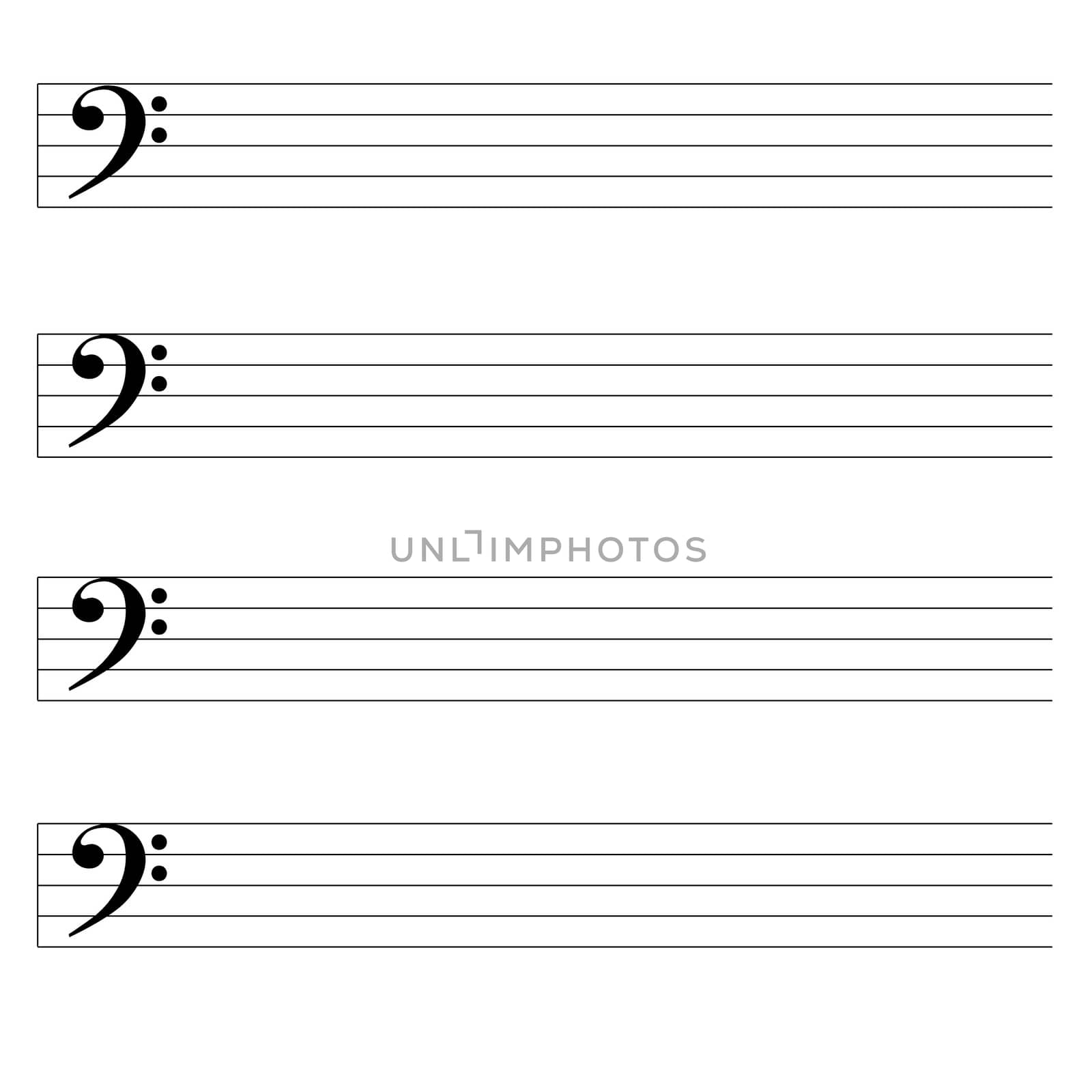 Blank sheet music isolated in white background
