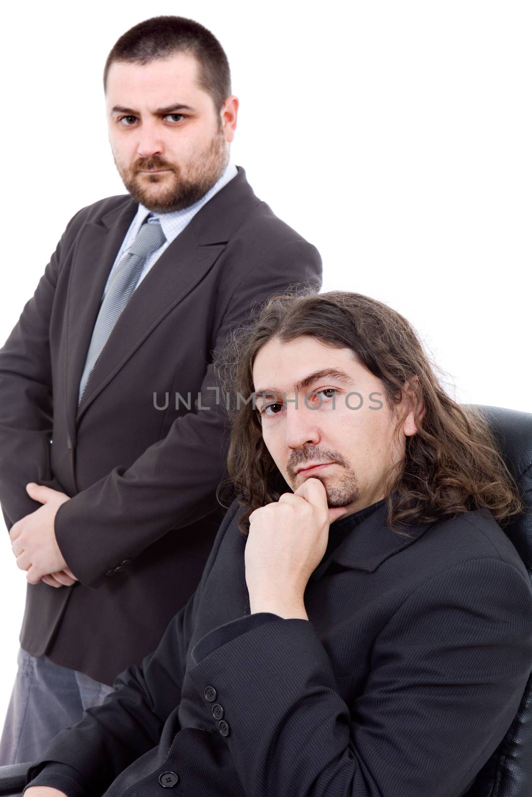 two business men portrait isolated on white background