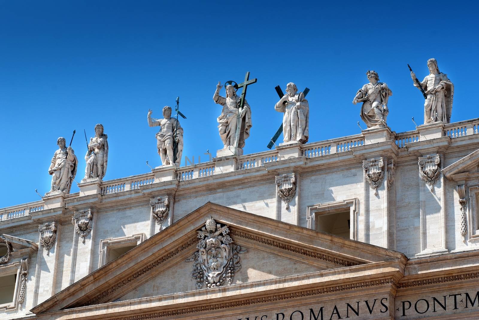 Statues at St. Peter basilique in Rome, Italy