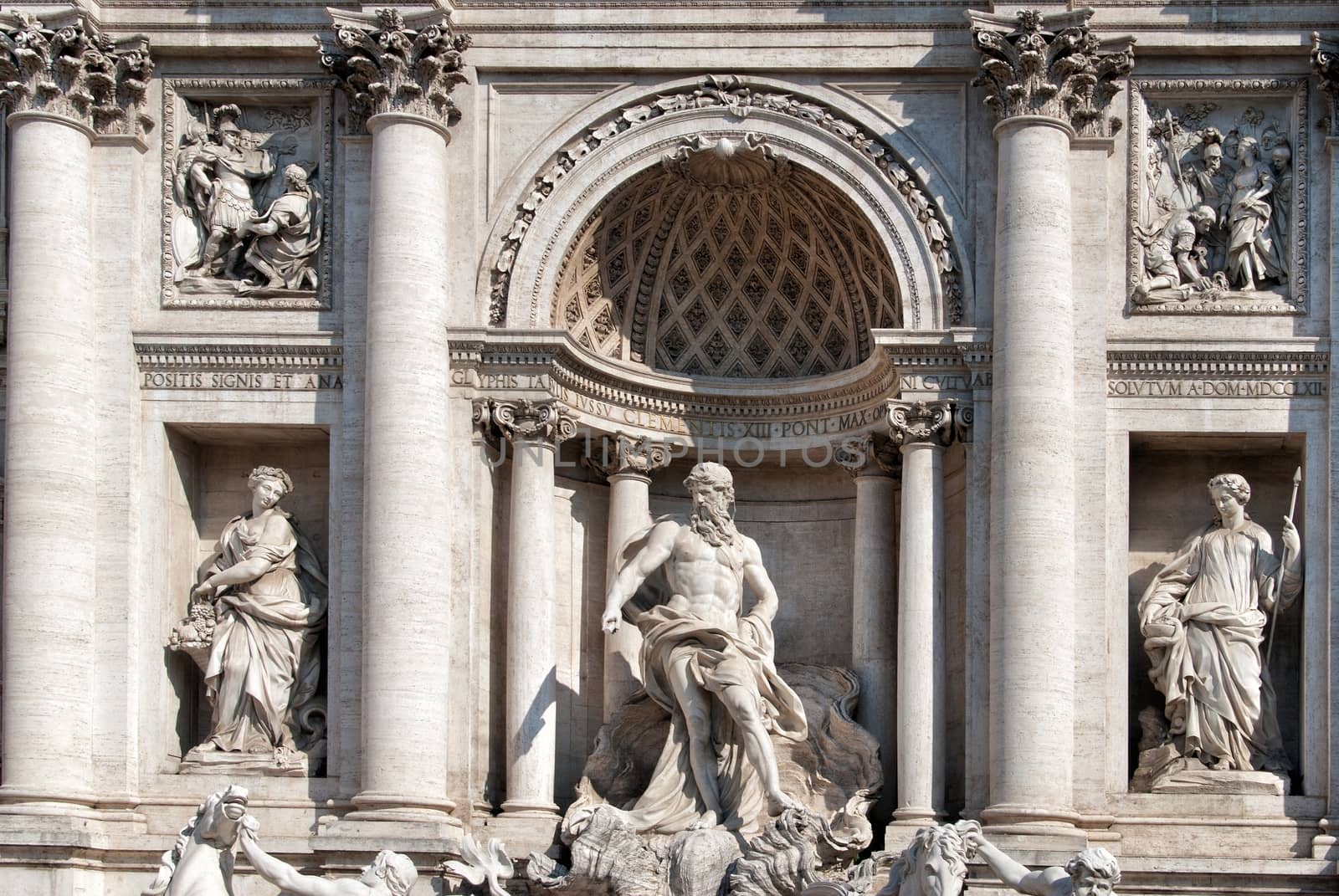 Detail of Trevi Fountain in Rome