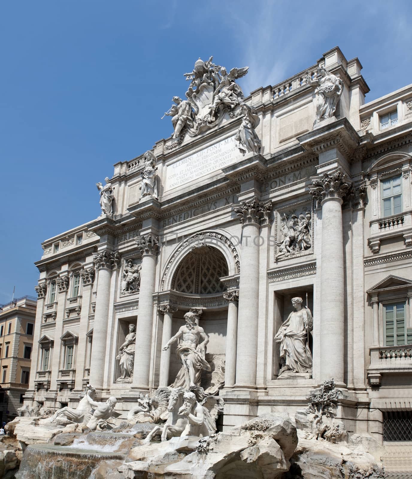 Trevi Fountain, detail, Rome Italy