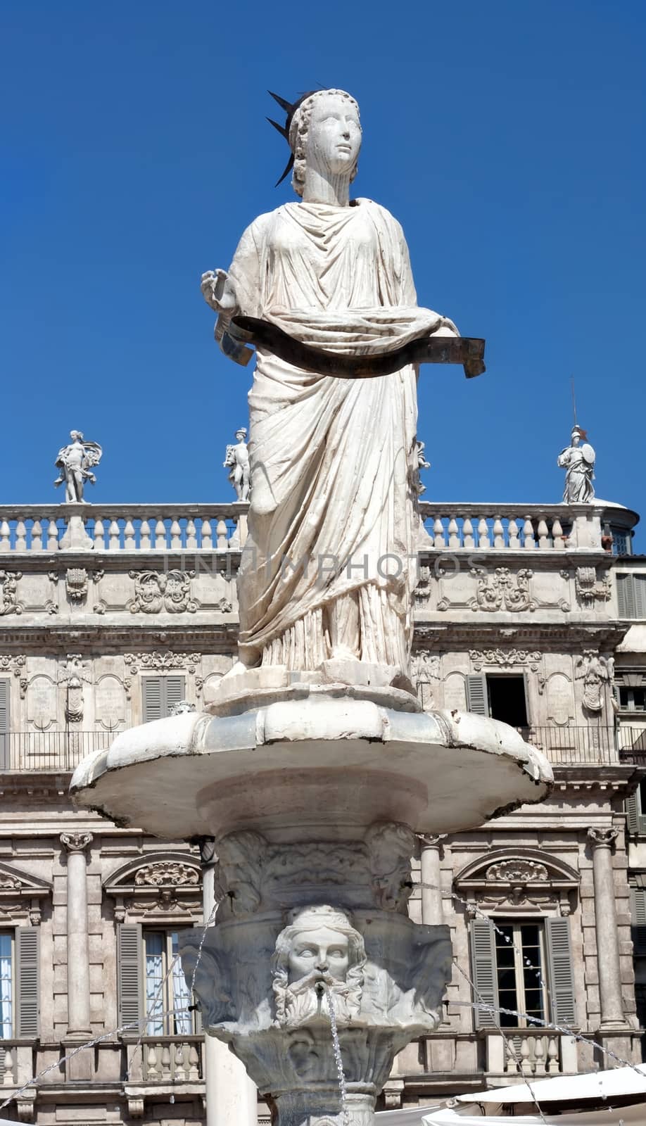 Fountain of our Lady Verona in Piazza delle Erbe in Verona, Italy