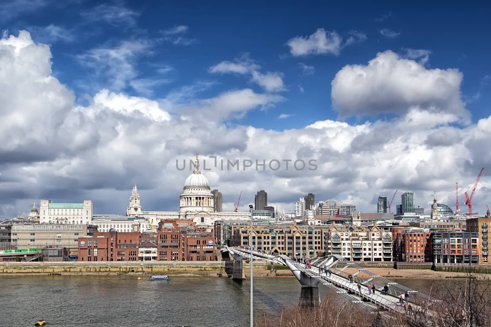 St. Paul's Cathedral and Millennium Bridge, London, UK