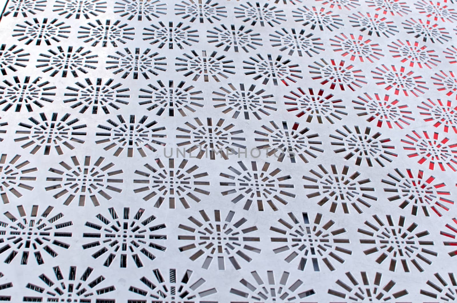 Perforated metal sheet in white for decoration