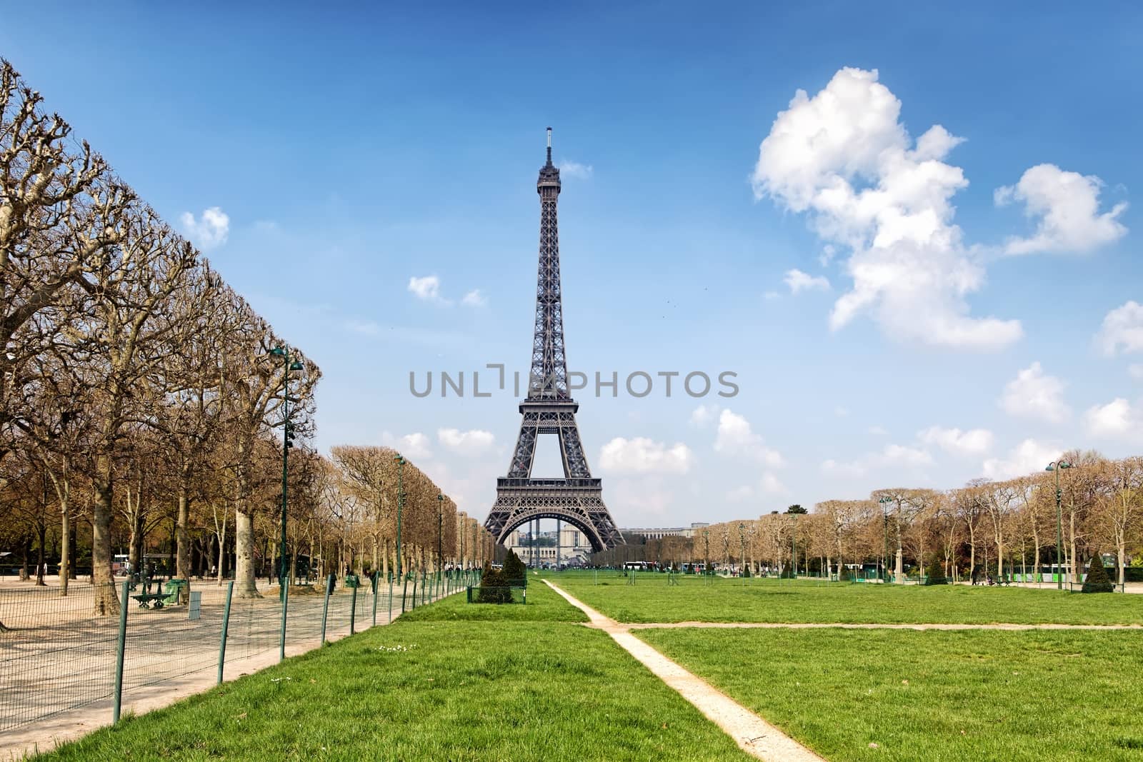 Eiffel Tower and Field of Mars in perspective