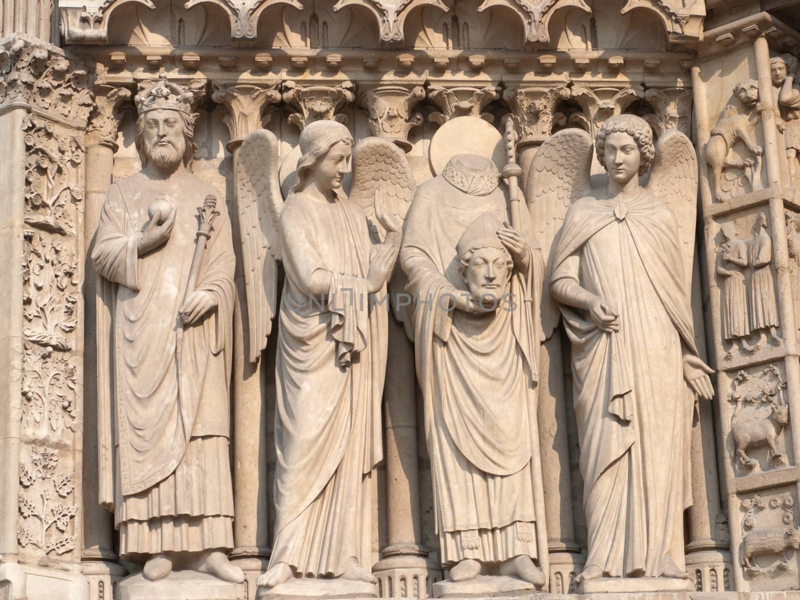 Fragment from the facade of Notre Dame Paris