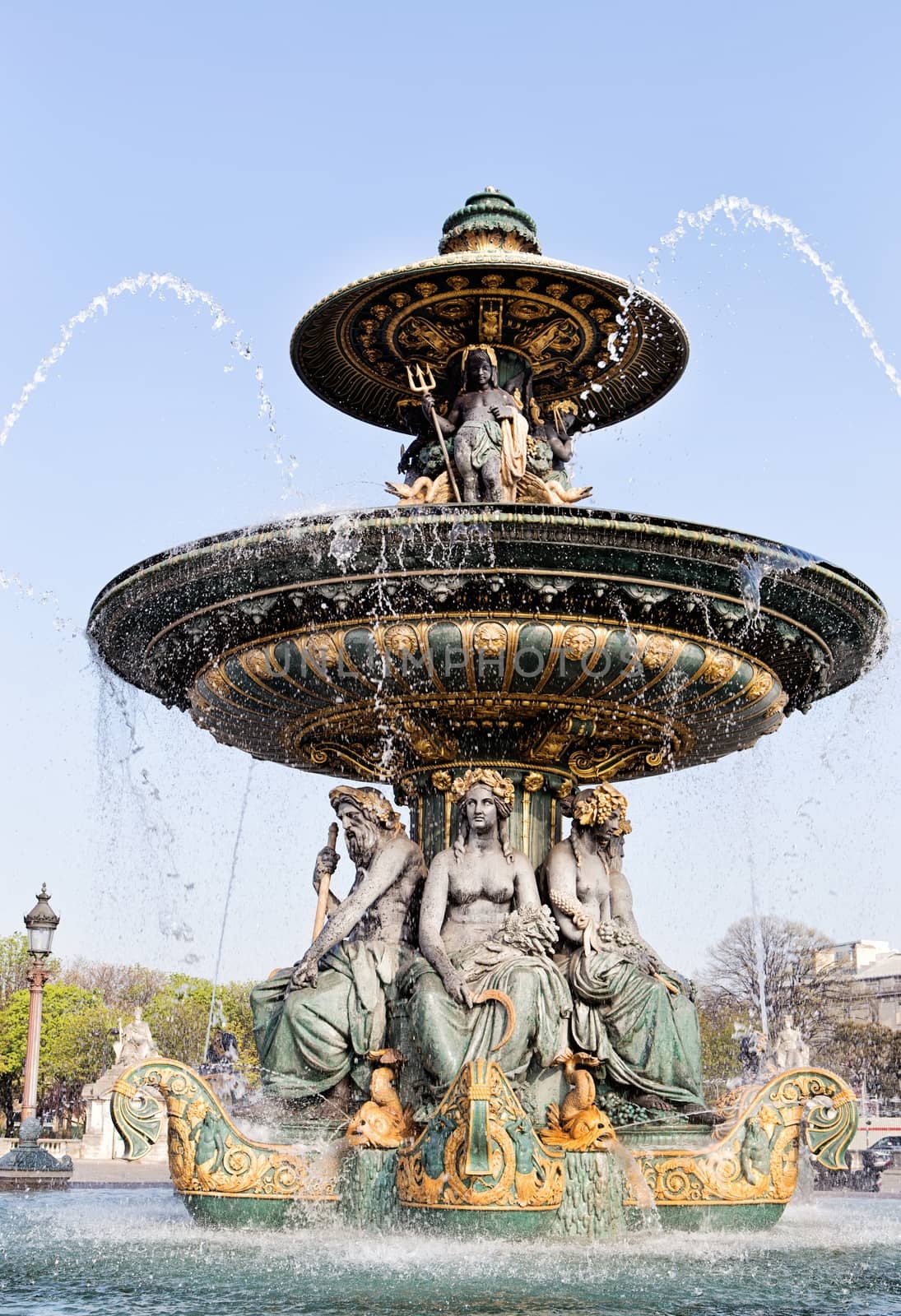 Beautiful fountain in a park in Paris