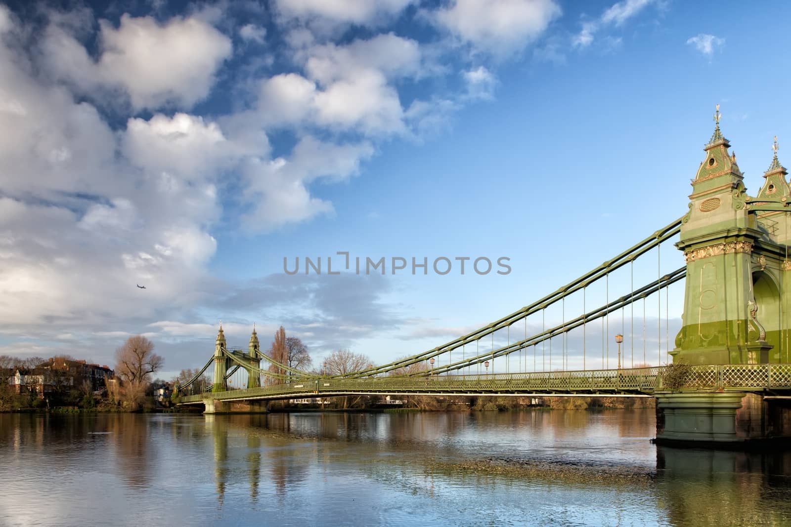 Hammersmith Bridge over the river Thames in London, England, UK