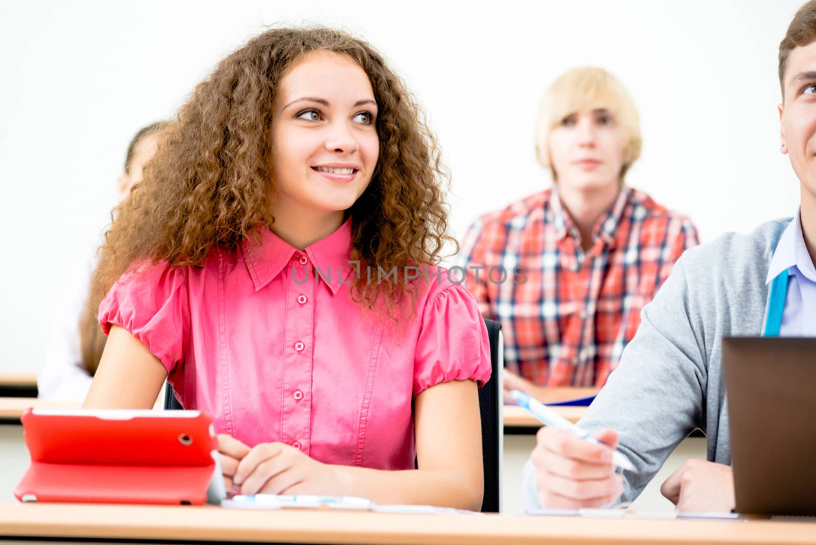 portrait of students in the classroom, teaching at the University of