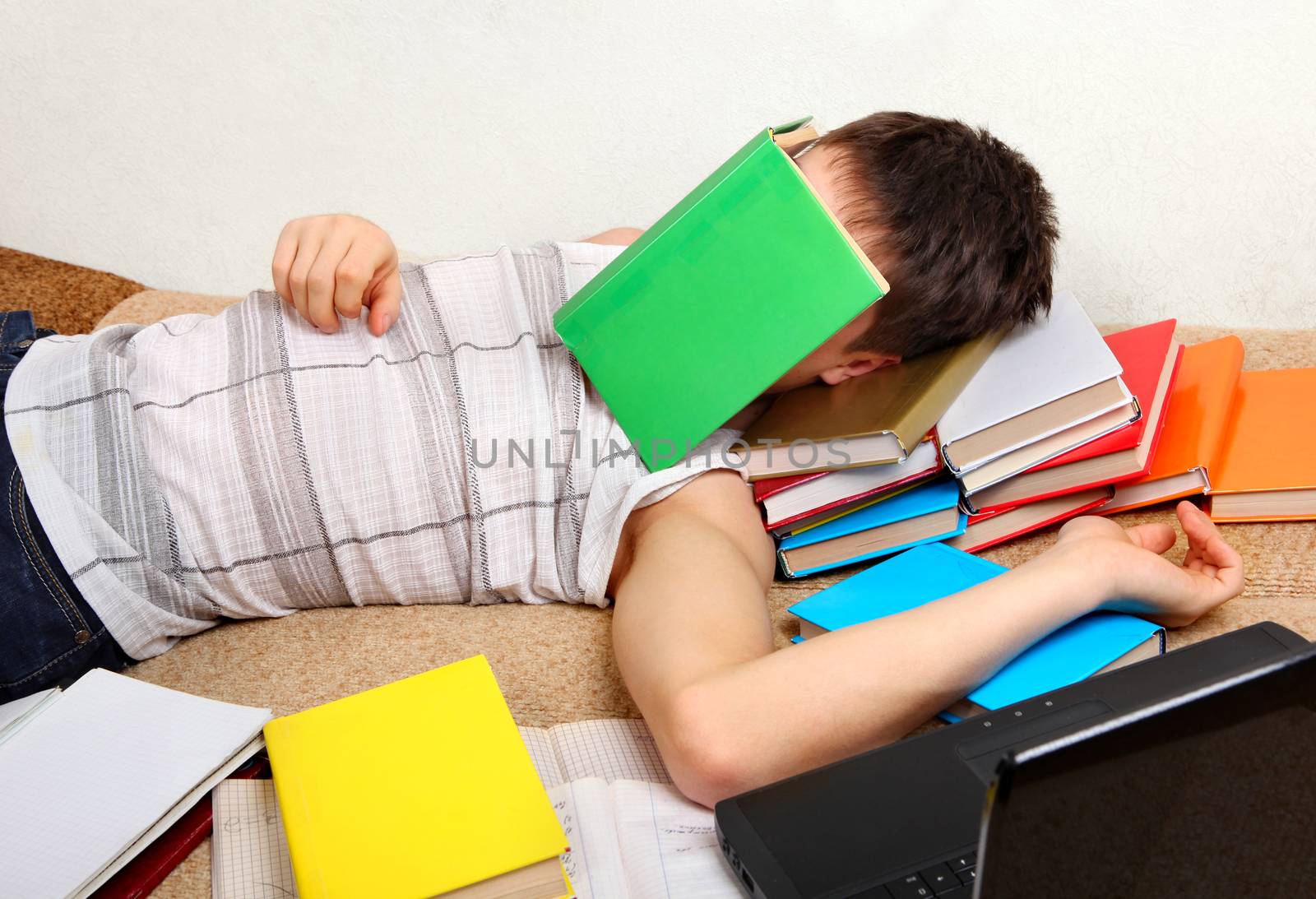 Teenager sleeps with the Books by sabphoto