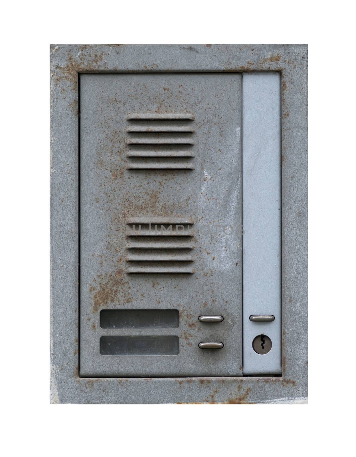 Detail of the old and damaged door buzzer