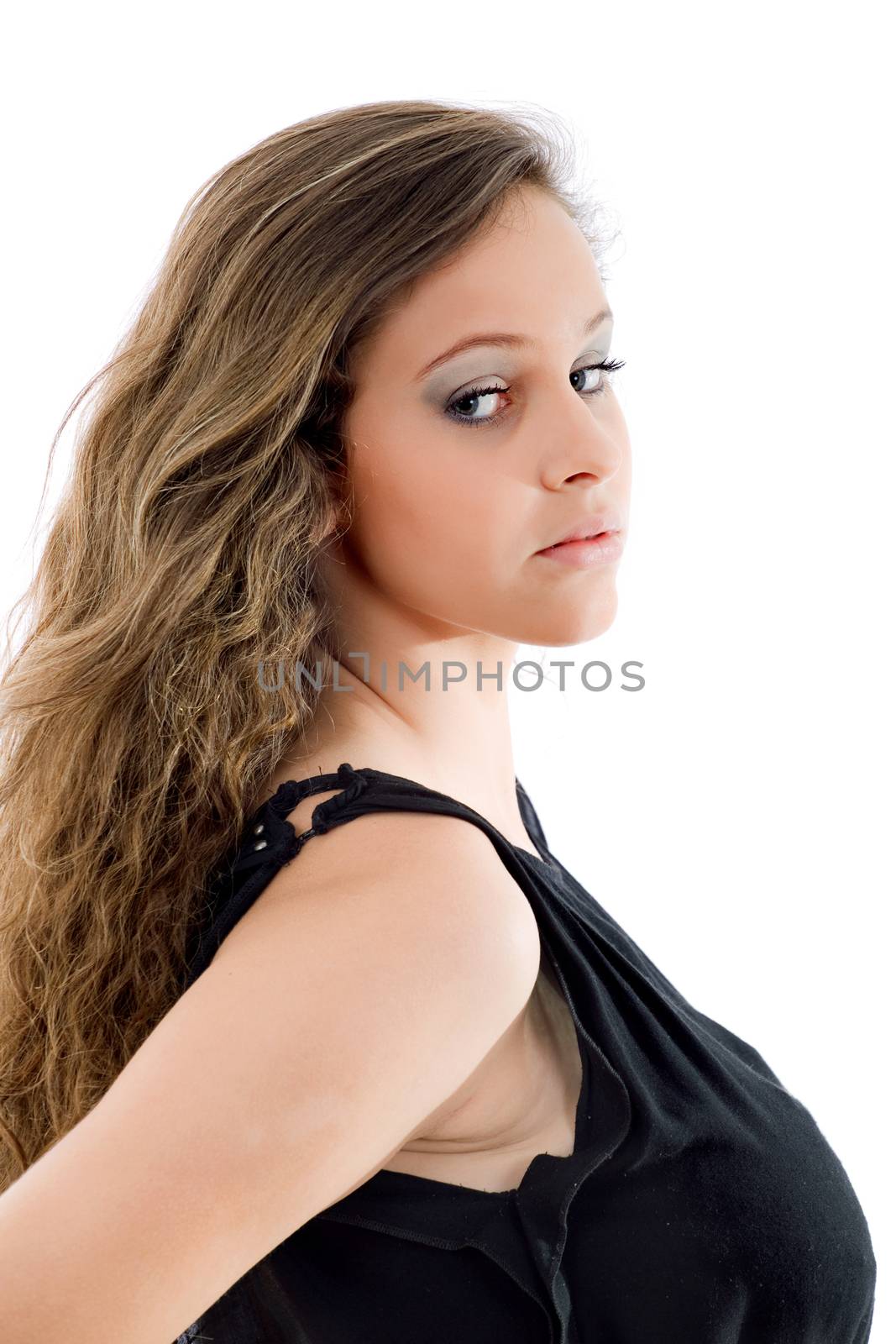 young casual beautiful woman, isolated in white