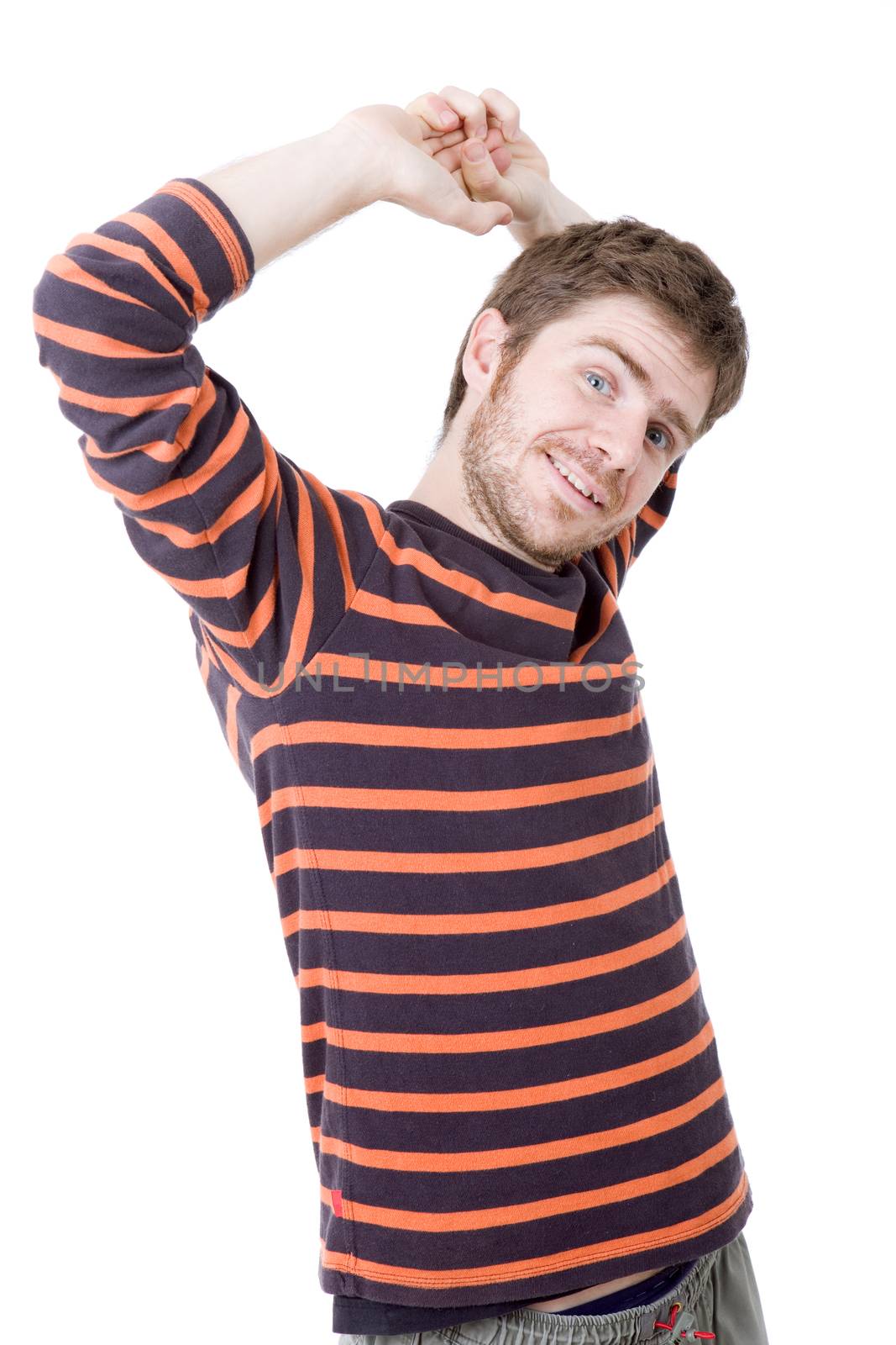 young casual man portrait, isolated on white