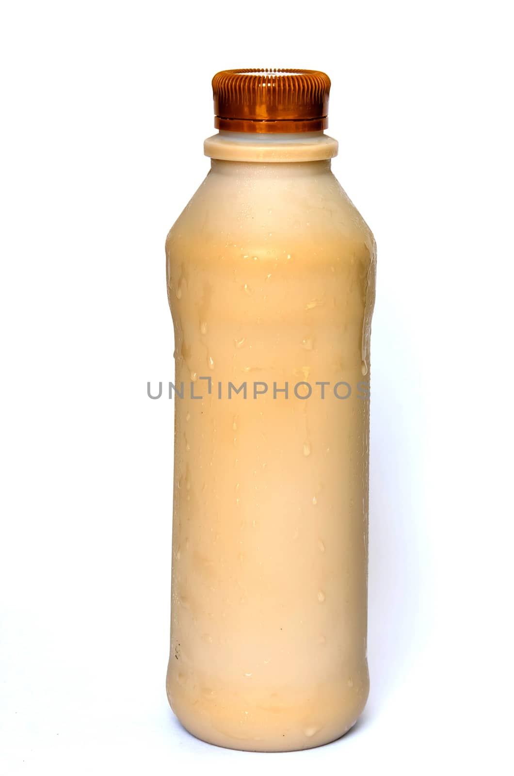 bottle of milk Coffee flavor isolated on white background.