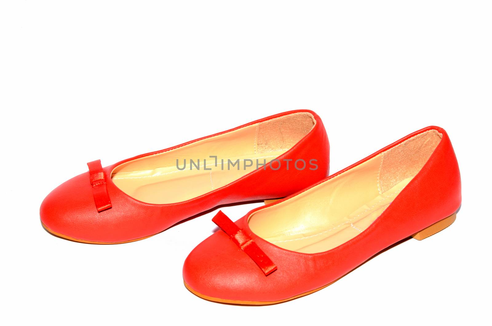 Women leather shoes isotaled on the white background.