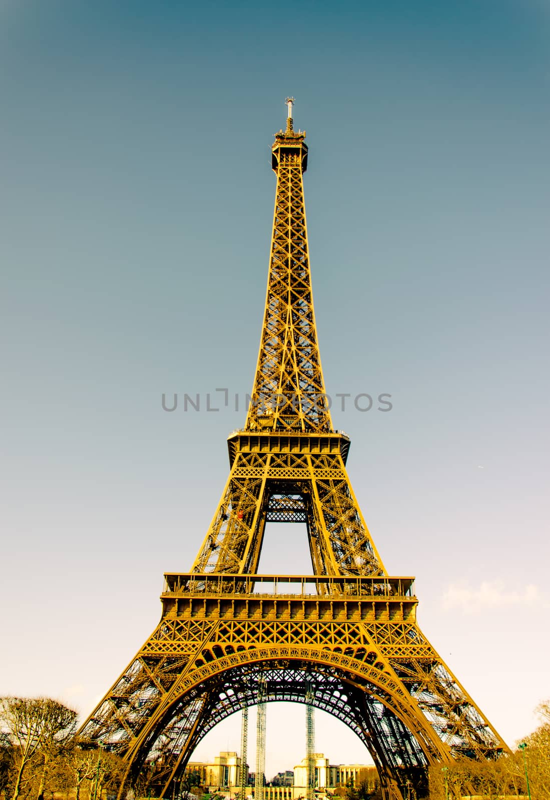 Eiffel Tower at day in Paris, France. Vintage Photos