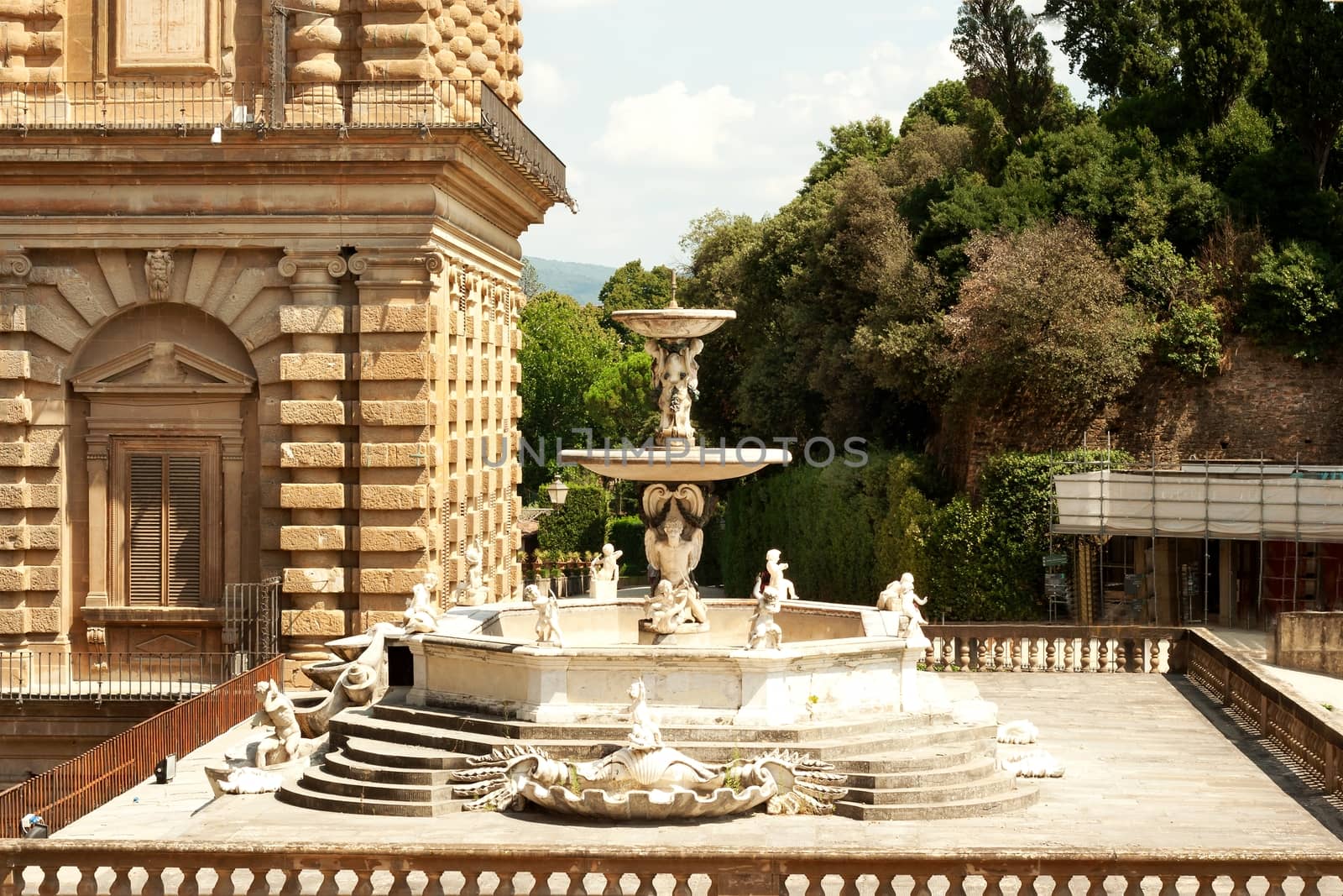 Florence The fountain in Palazzo Pitti Courtyard by mitakag