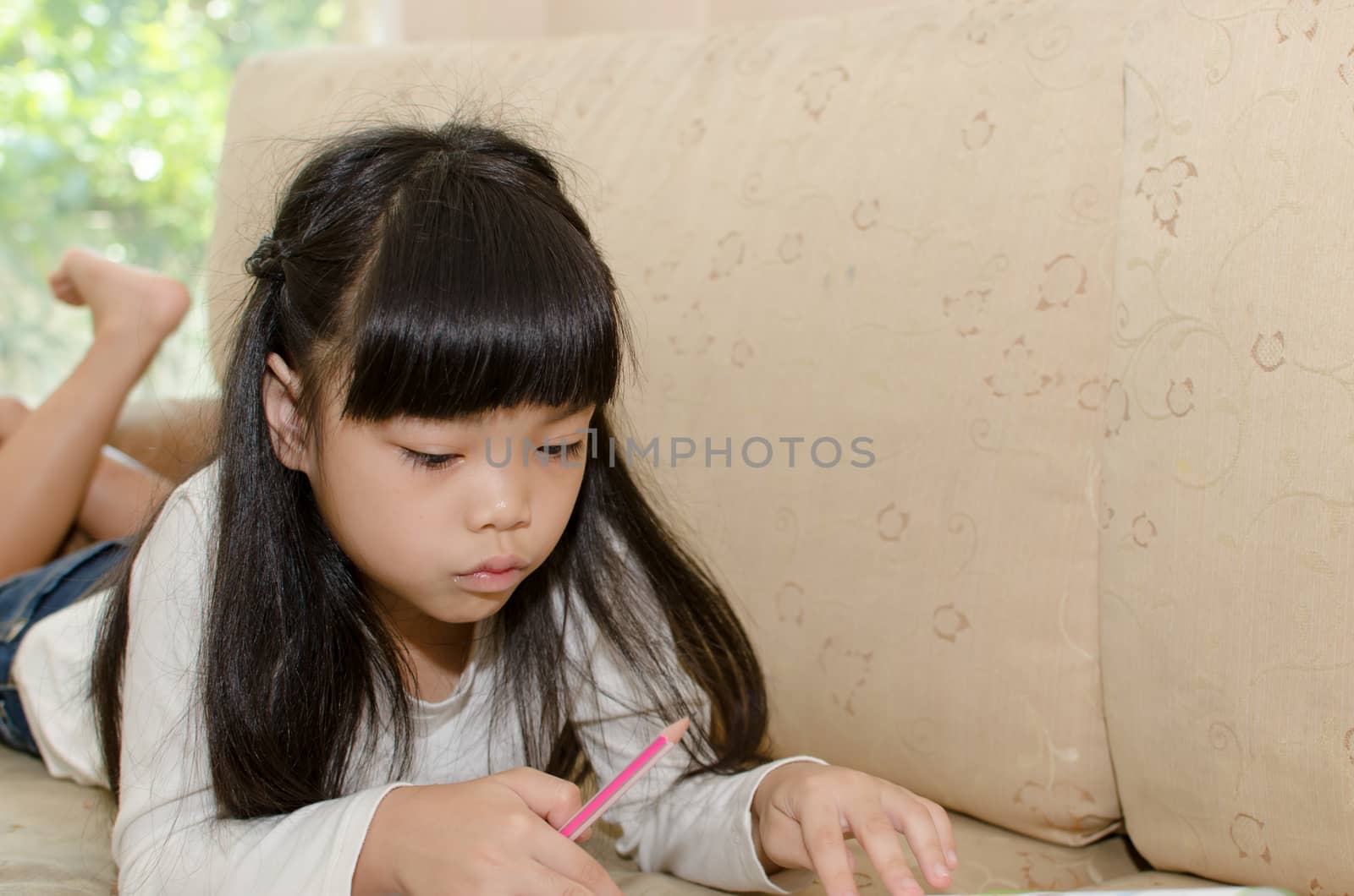 girl writing on the sofa by aoo3771