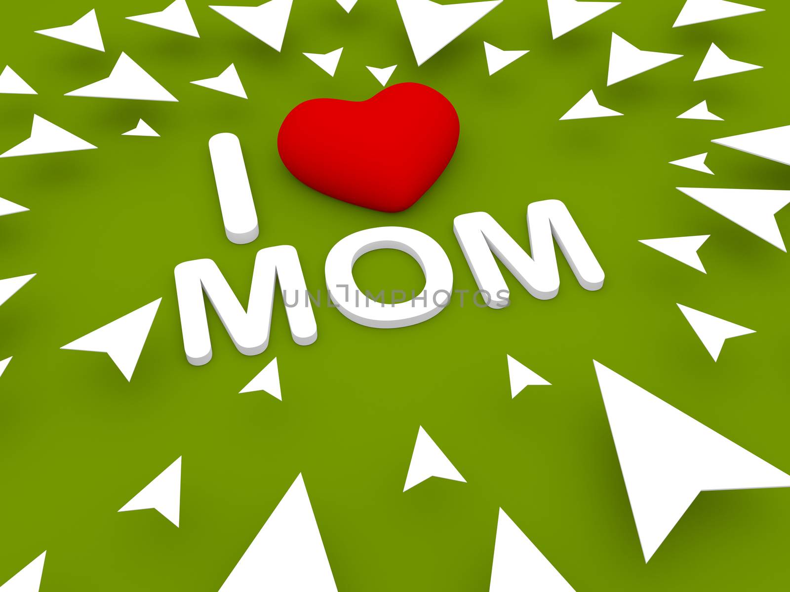 I love mom, 3d  happy mothers day concept