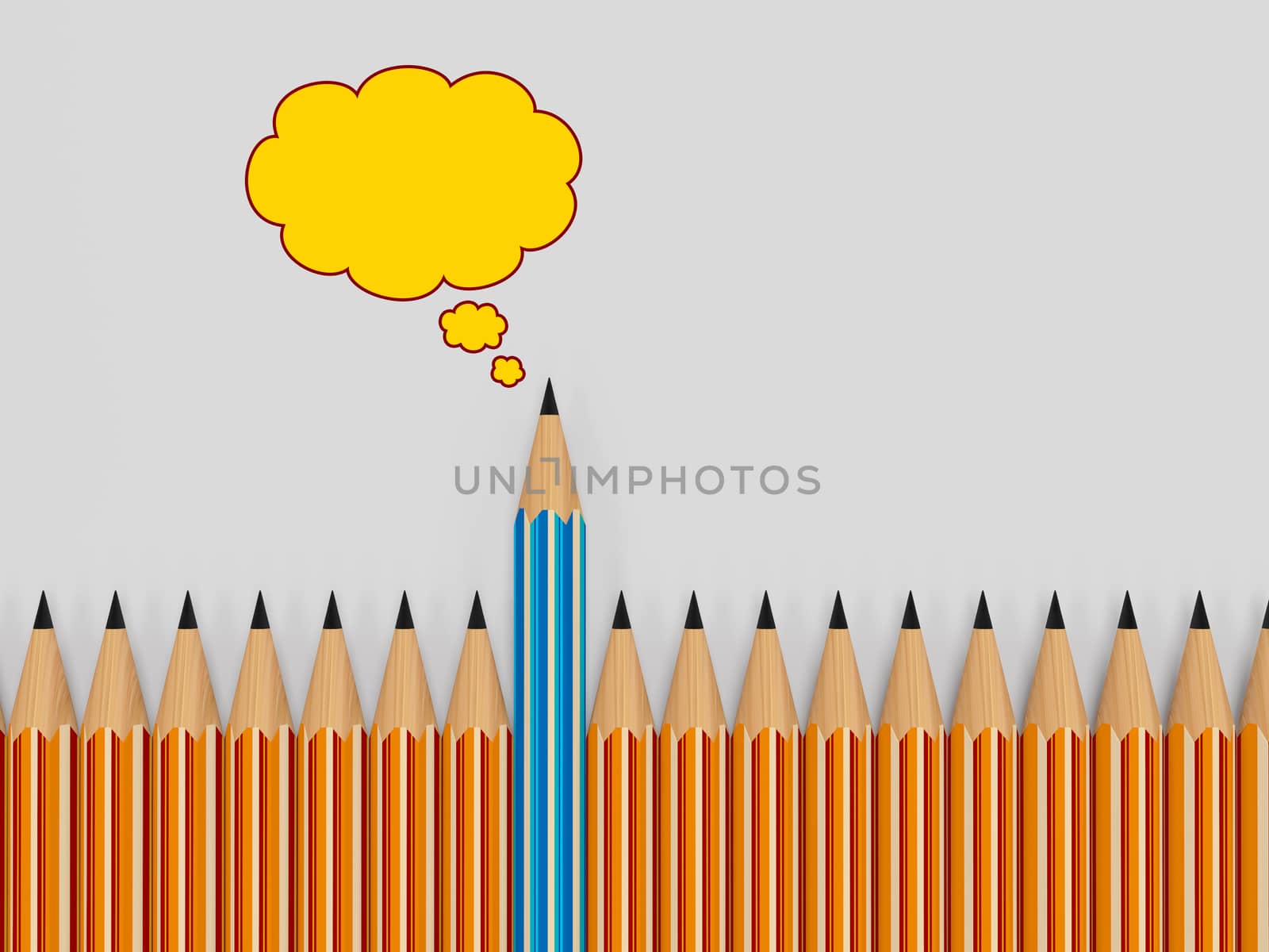 leadership concept through speech bubble on one pencil