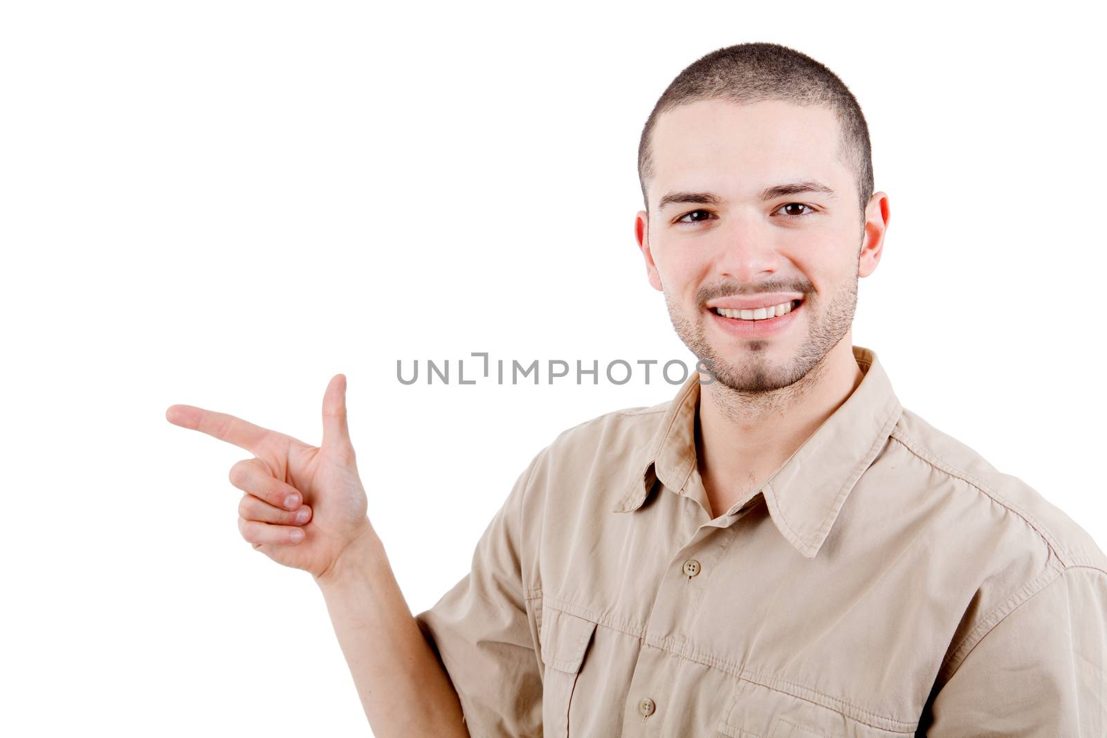 young casual man portrait, isolated on white