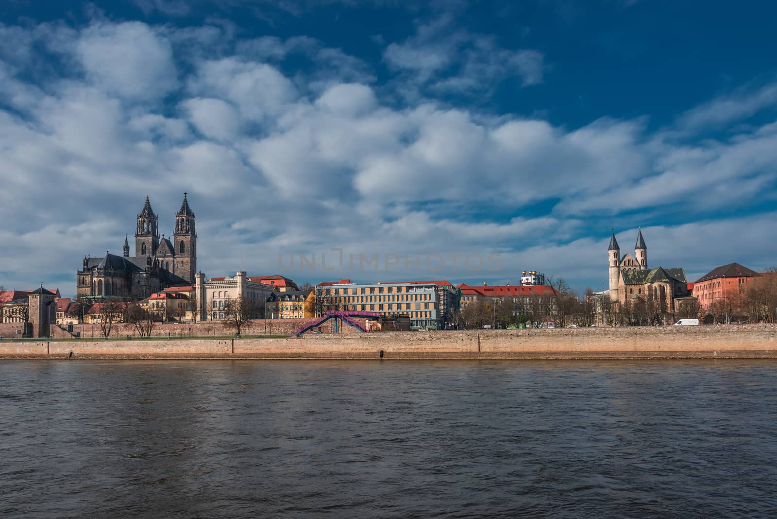 Panorama of an old town, Altstadt, of Magdeburg, Germany, 2014