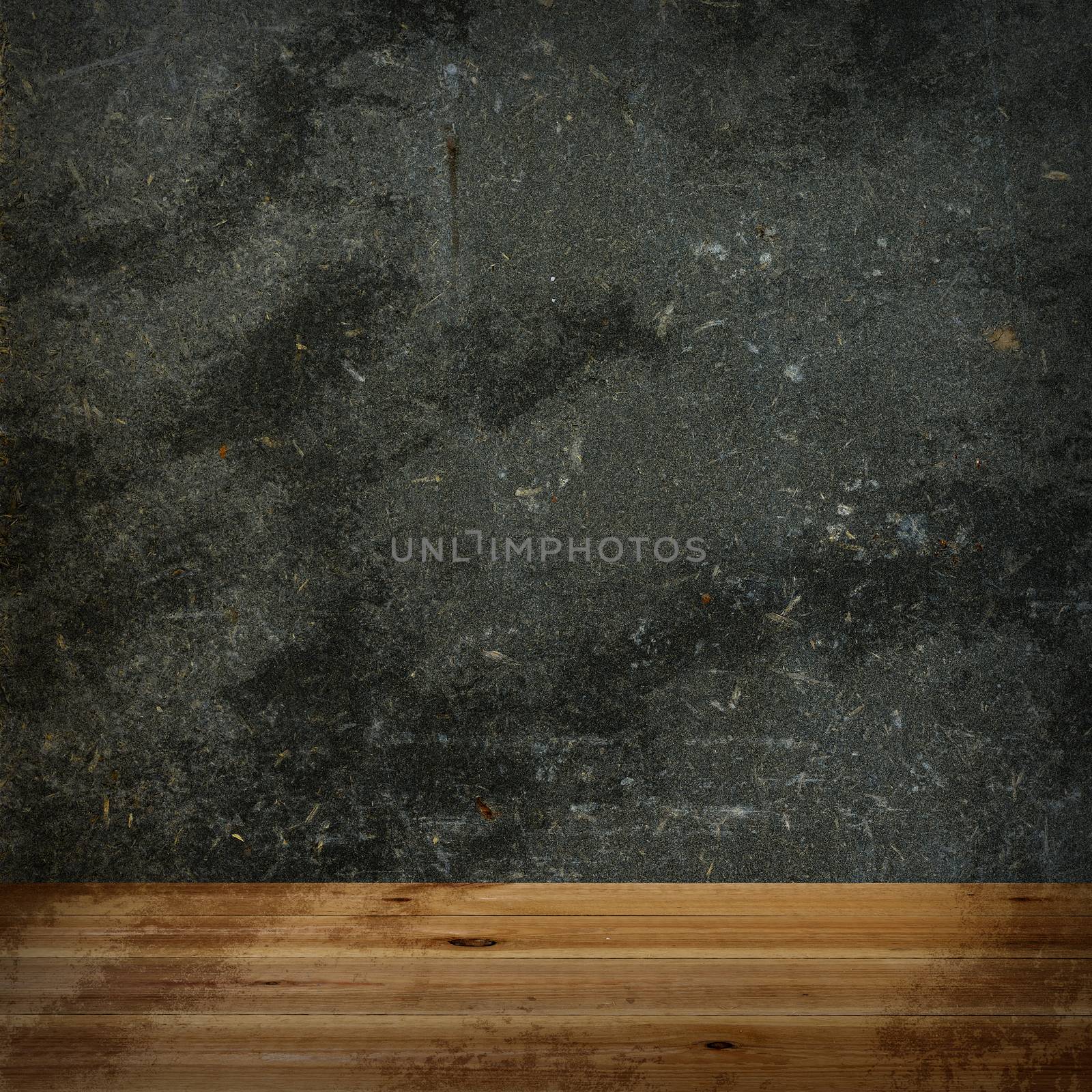 Wooden floor and concrete wall. The background in grunge style
