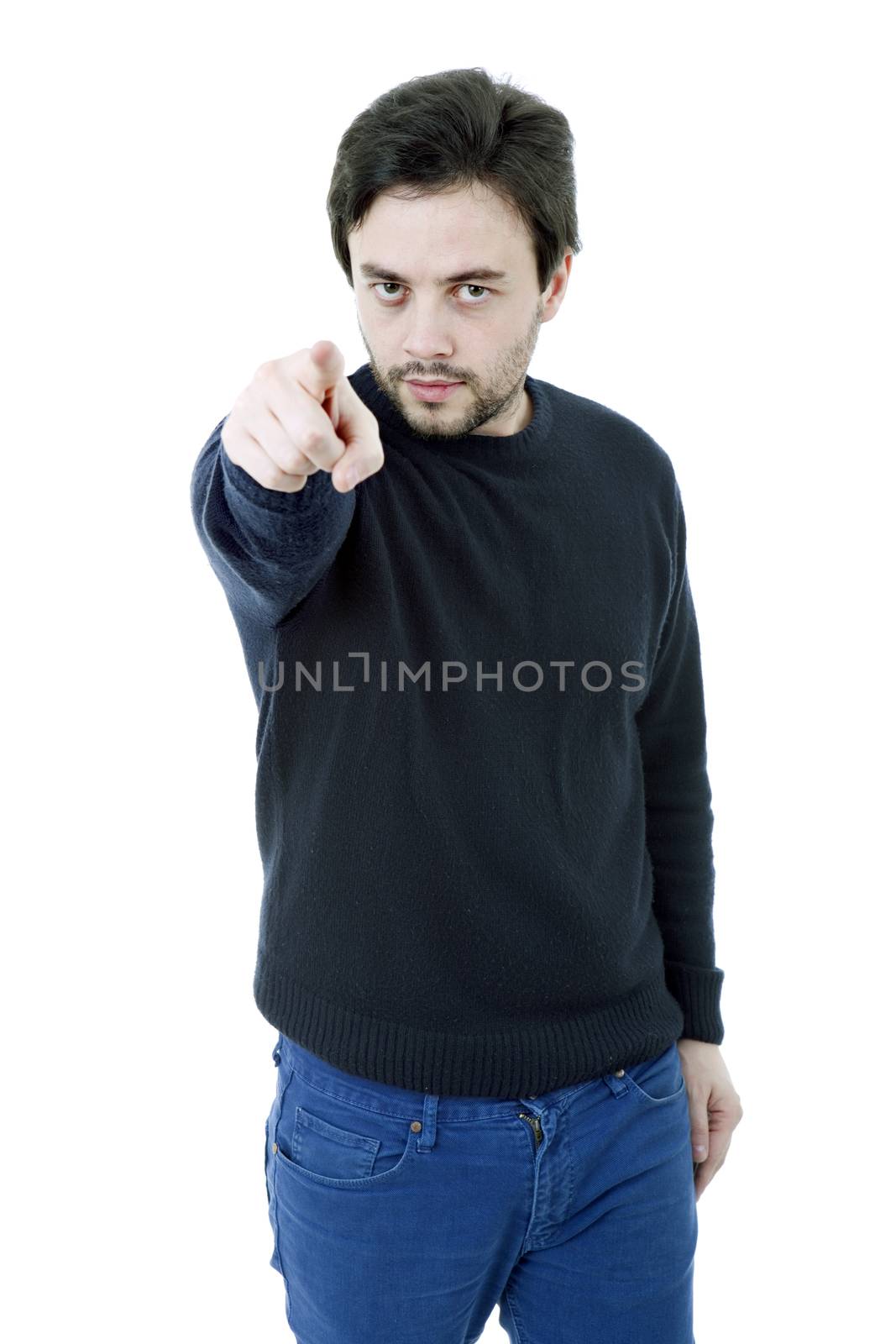 young casual man portrait, isolated on white