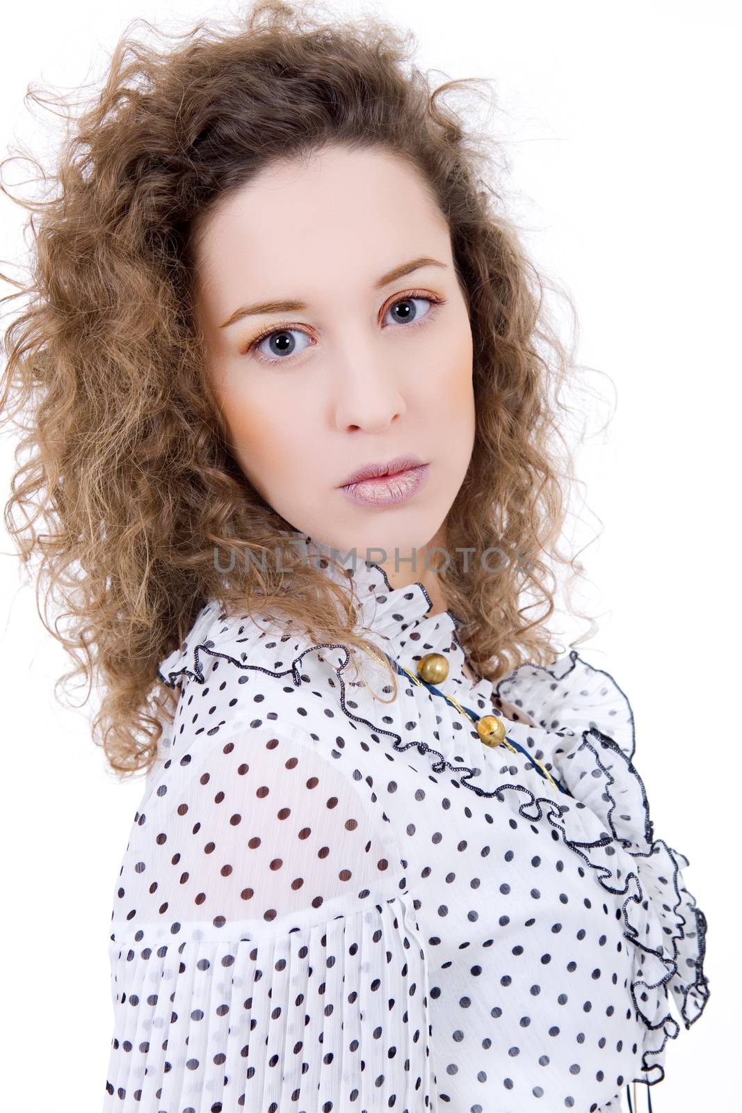 young casual beautiful woman, isolated in white