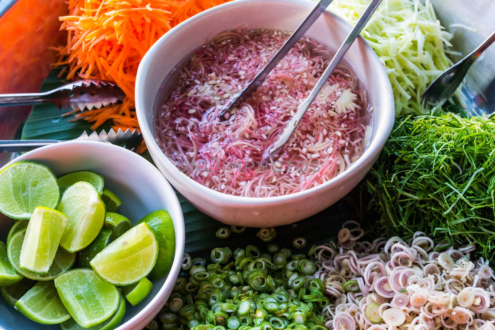 Thai mixed vegetable for Thai food, Southern style of  rice salad