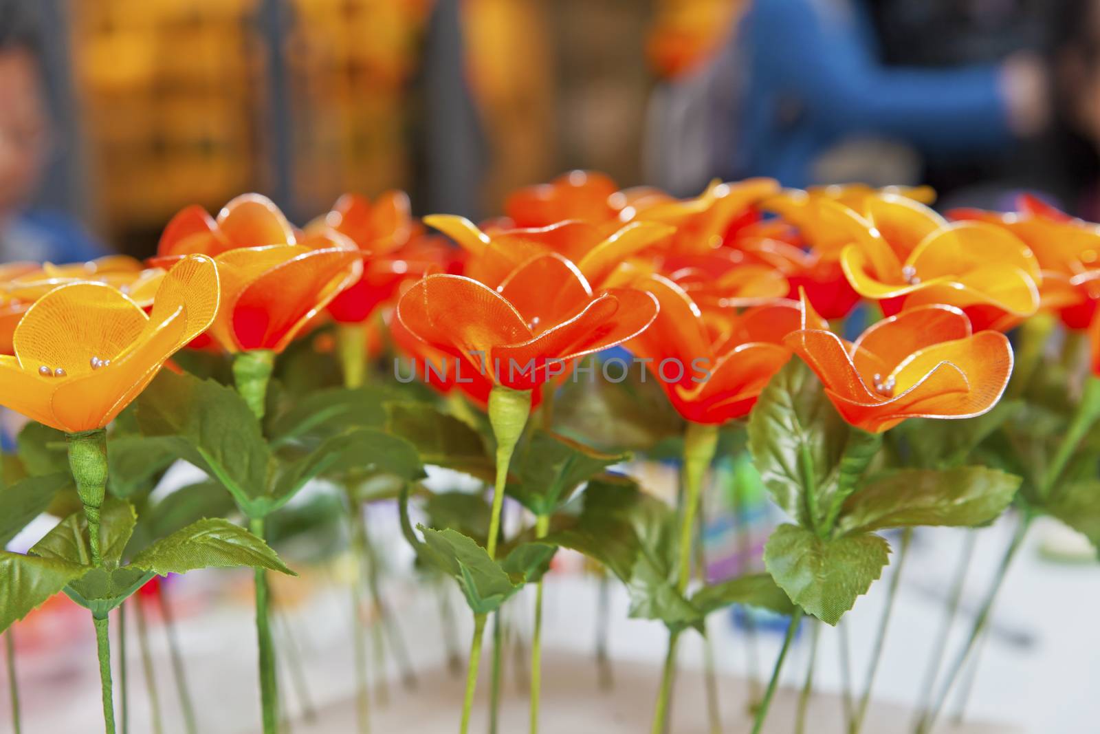 Plastic flowers for decorations