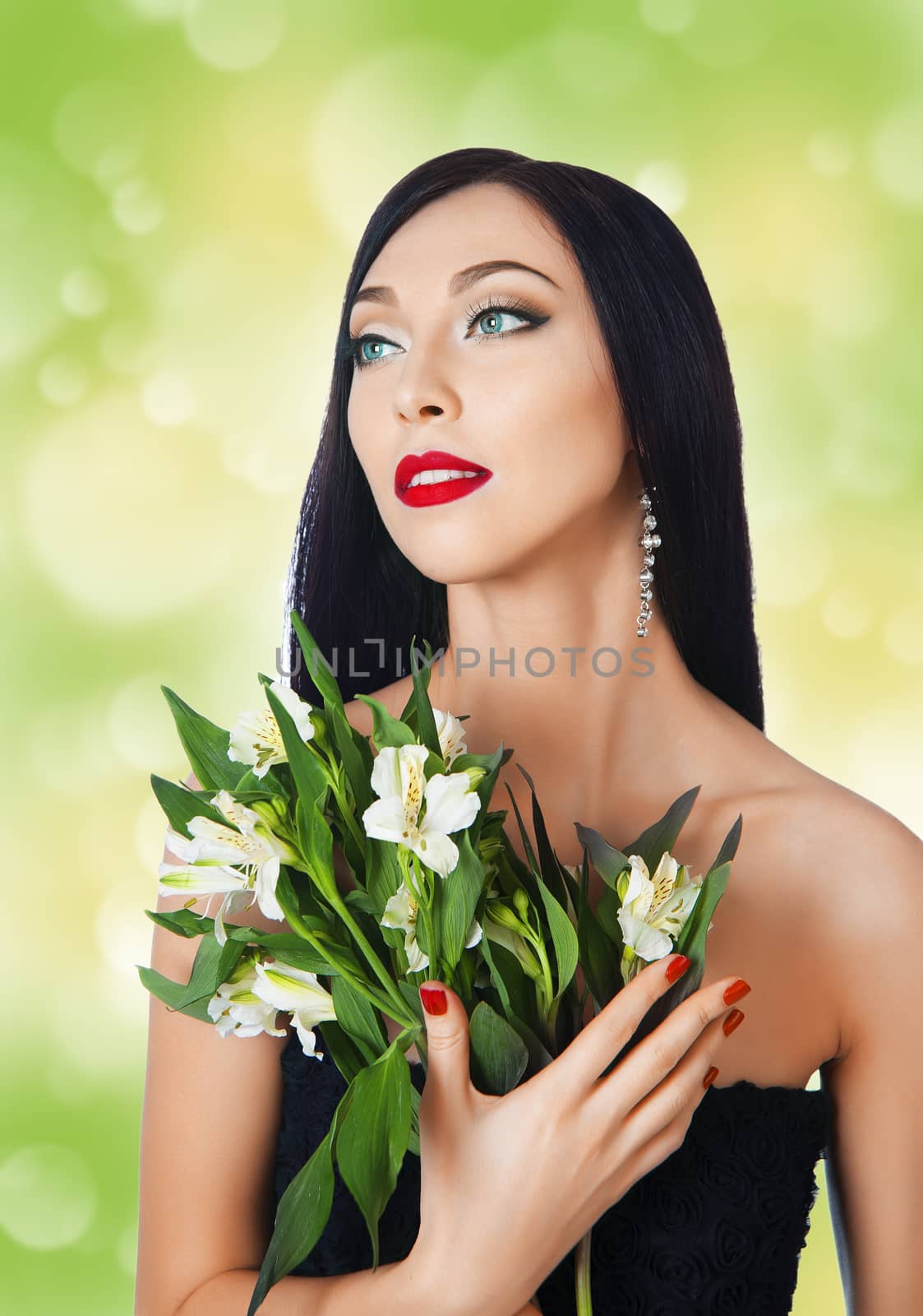 	

 mermaid with green hair with flowers Alstroemeria