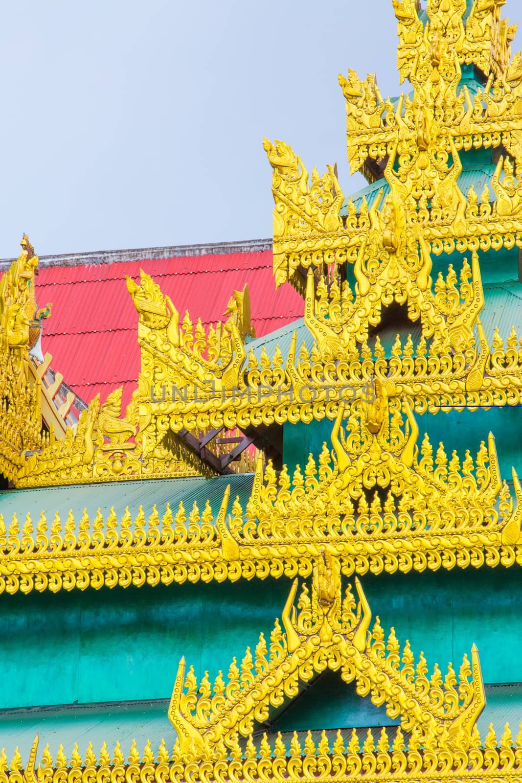 Burmese temple architecture in Thailand.