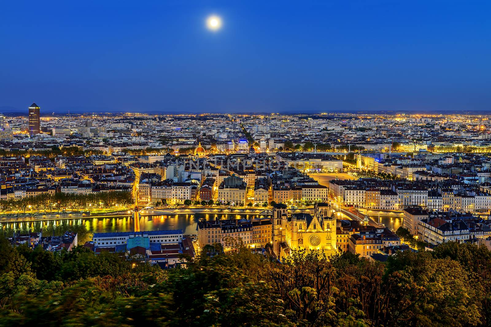 View of Lyon city from Fourviere, France