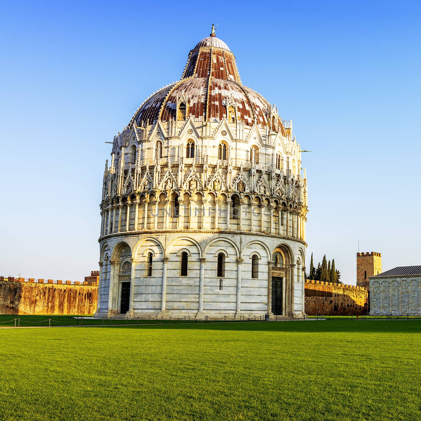 Famous Miraccoli place and his baptistry of Pisa, Tuscany, Italy
