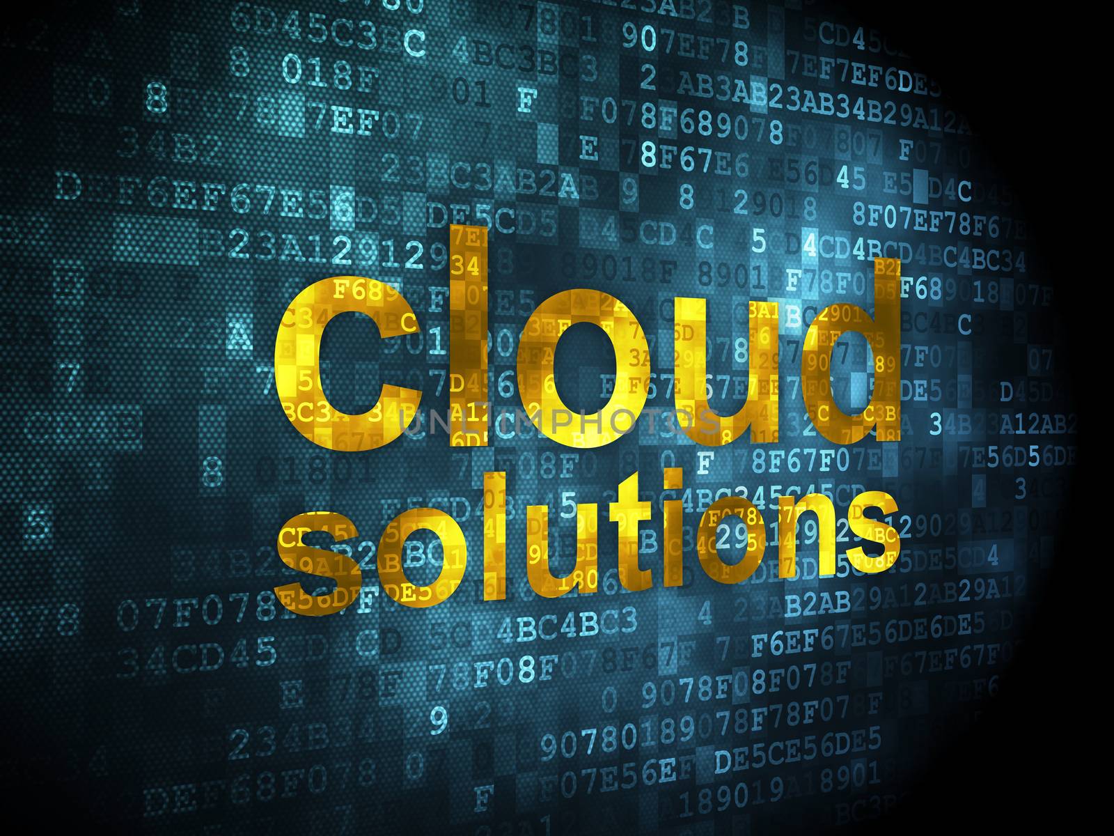 Cloud networking concept: Cloud Solutions on digital background by maxkabakov