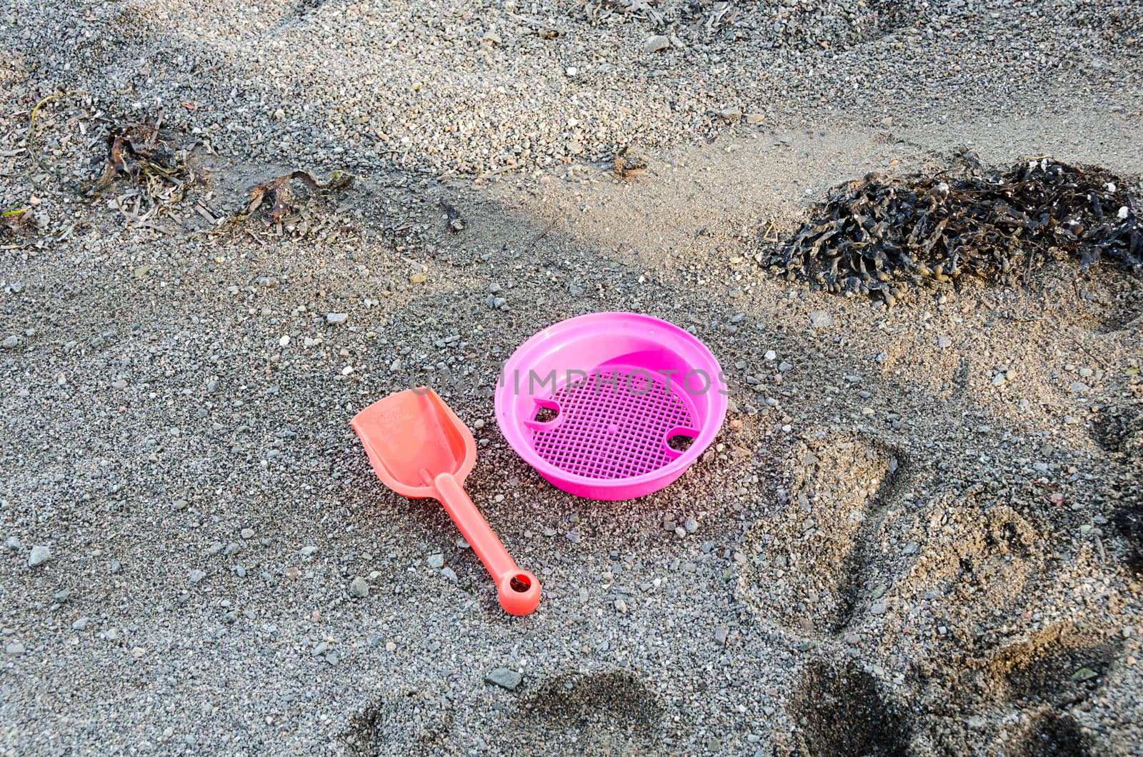 beach toys an early spring day on the water