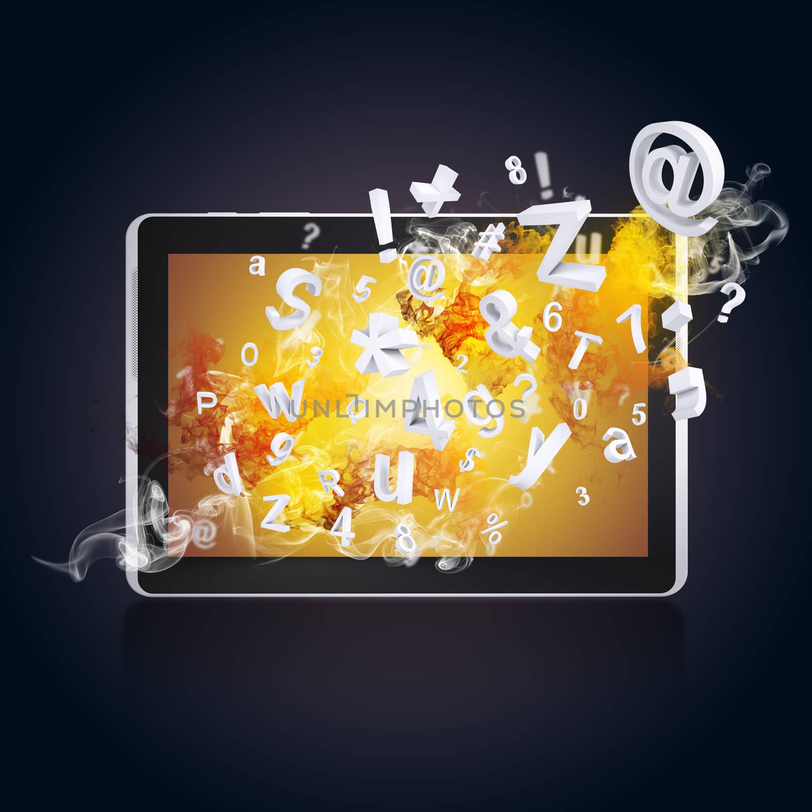 Tablet pc emits letters, numbers and smoke by cherezoff