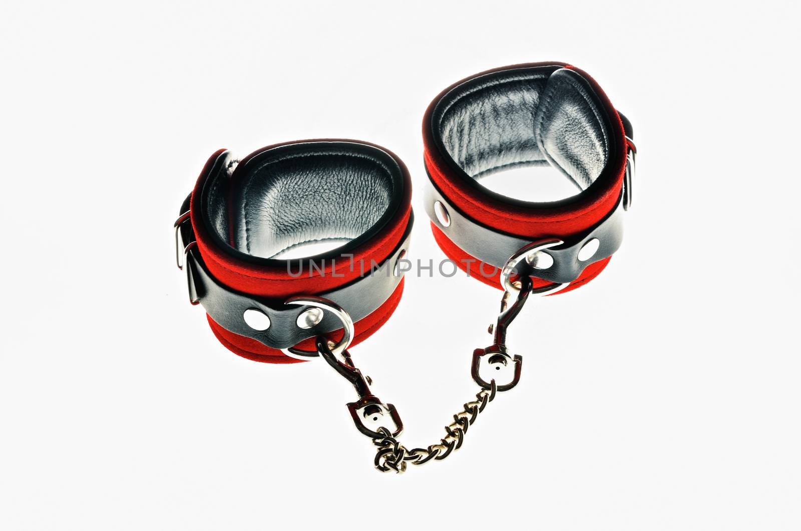 Red leather handcuffs by styf22