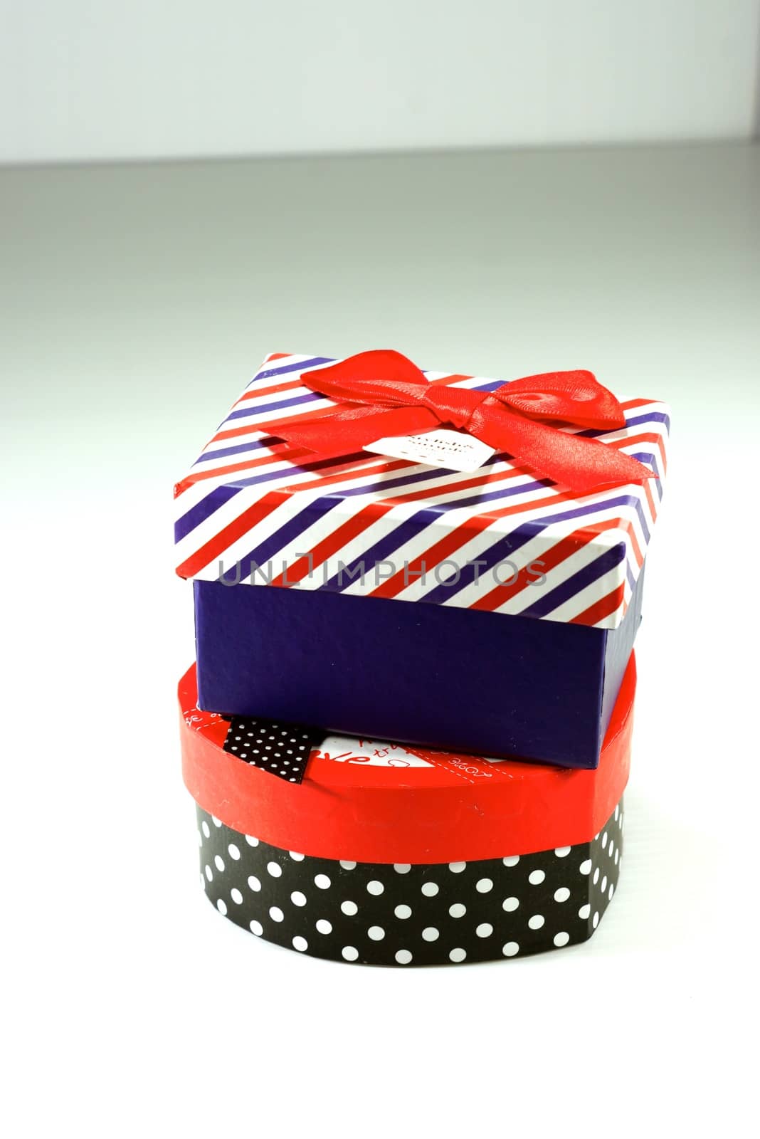 colorful gift box on white scene,shallow focus