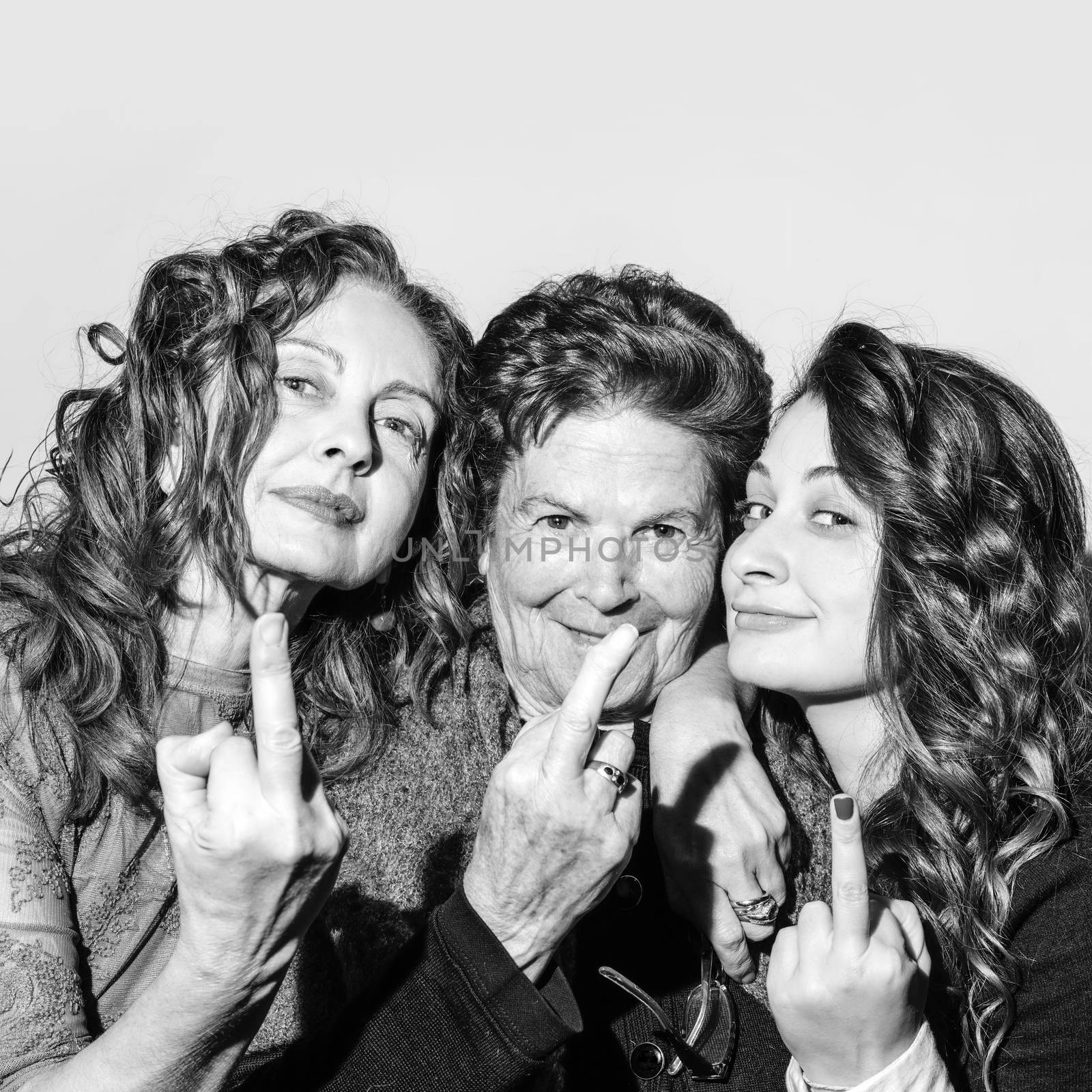 Three women with the middle finger send someone to hell by drmglc